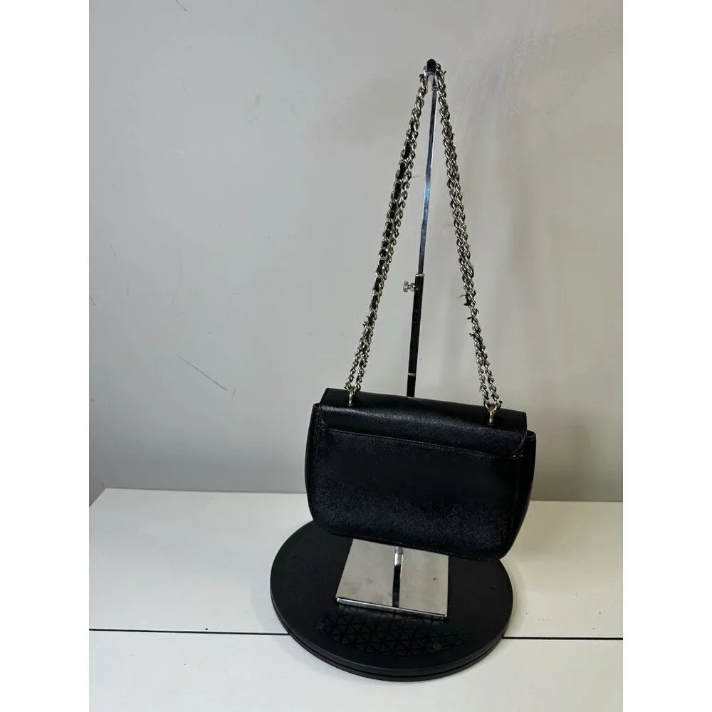 Tory Burch Shoulder Bag Chain Strap Saffiano Black